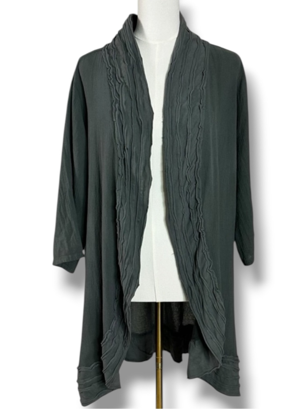 Oh My Gauze! LagenLook Bohemian Slate Gray Gauze Cardigan Kimono Small Medium